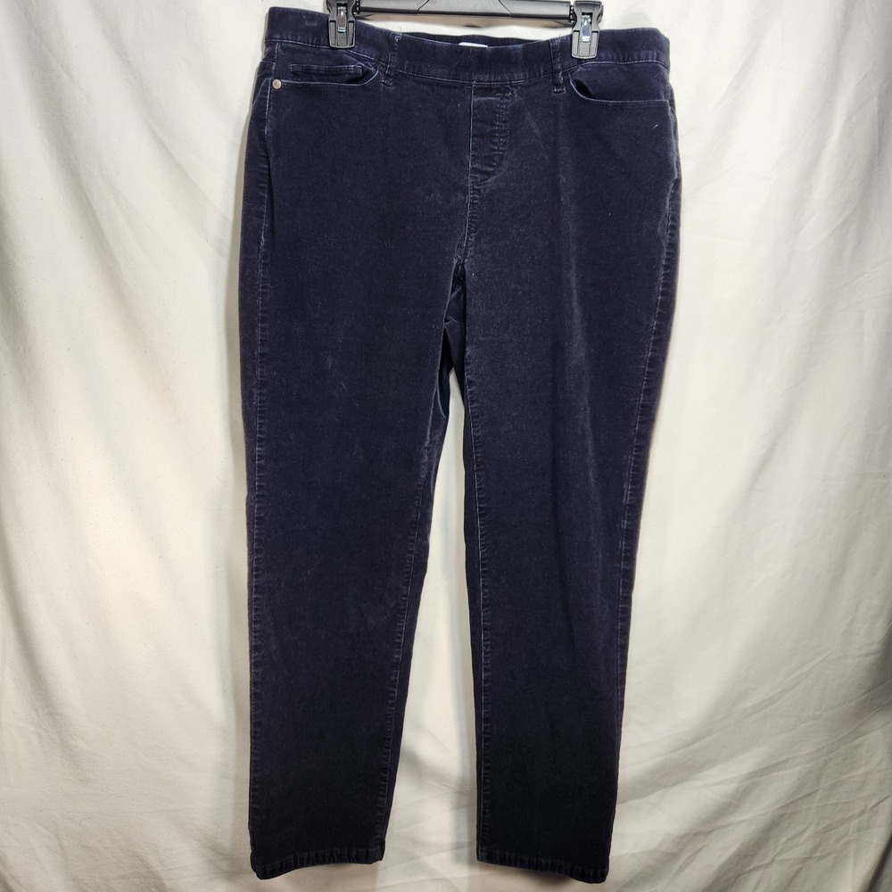 J.Jill Womens Corduroy Pants Size XL Navy Blue Stretch Cotton Comfort